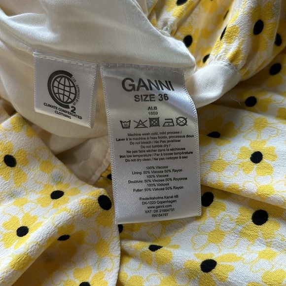 GANNI Daisy Maize Crepe Skirt Yellow Floral Ruffle Trim Size 36 US Sz 4 - Picture 11 of 15